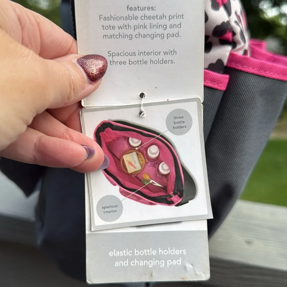 Carter's Leopard Print Baby Diaper & Travel Bag (Pink & Gray)(New With Tags)